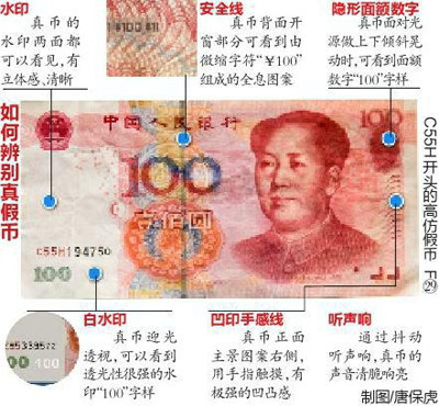 西安再现两种高仿真度假币:以C55H和M3W9开头
